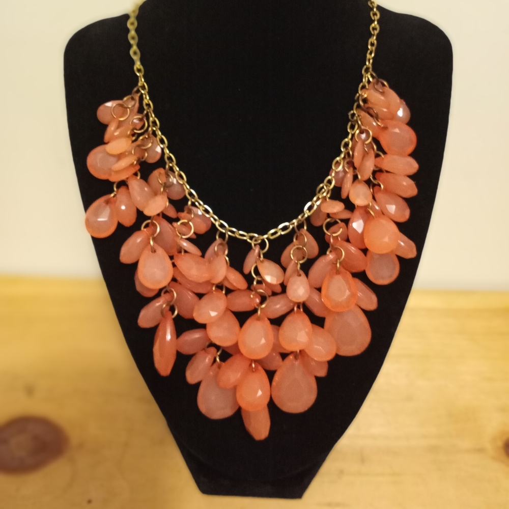 Peach Rose Statement Necklace